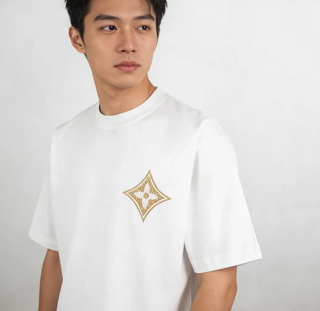 Louis Vuitton/Louis Vuitton 26ss gold label woven embroidered presbyopia short sleeves